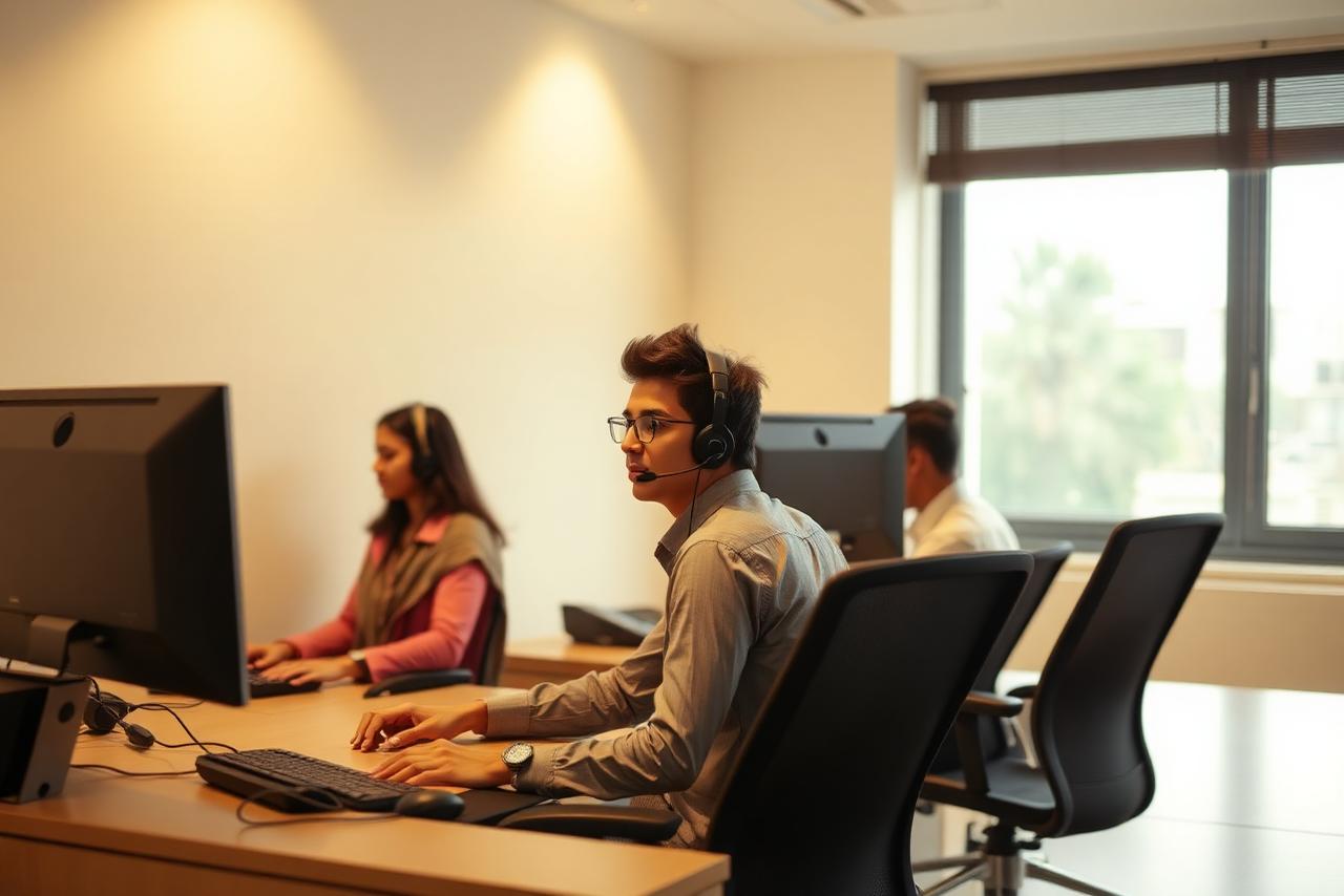 Support staff helping merchants over phone and chat